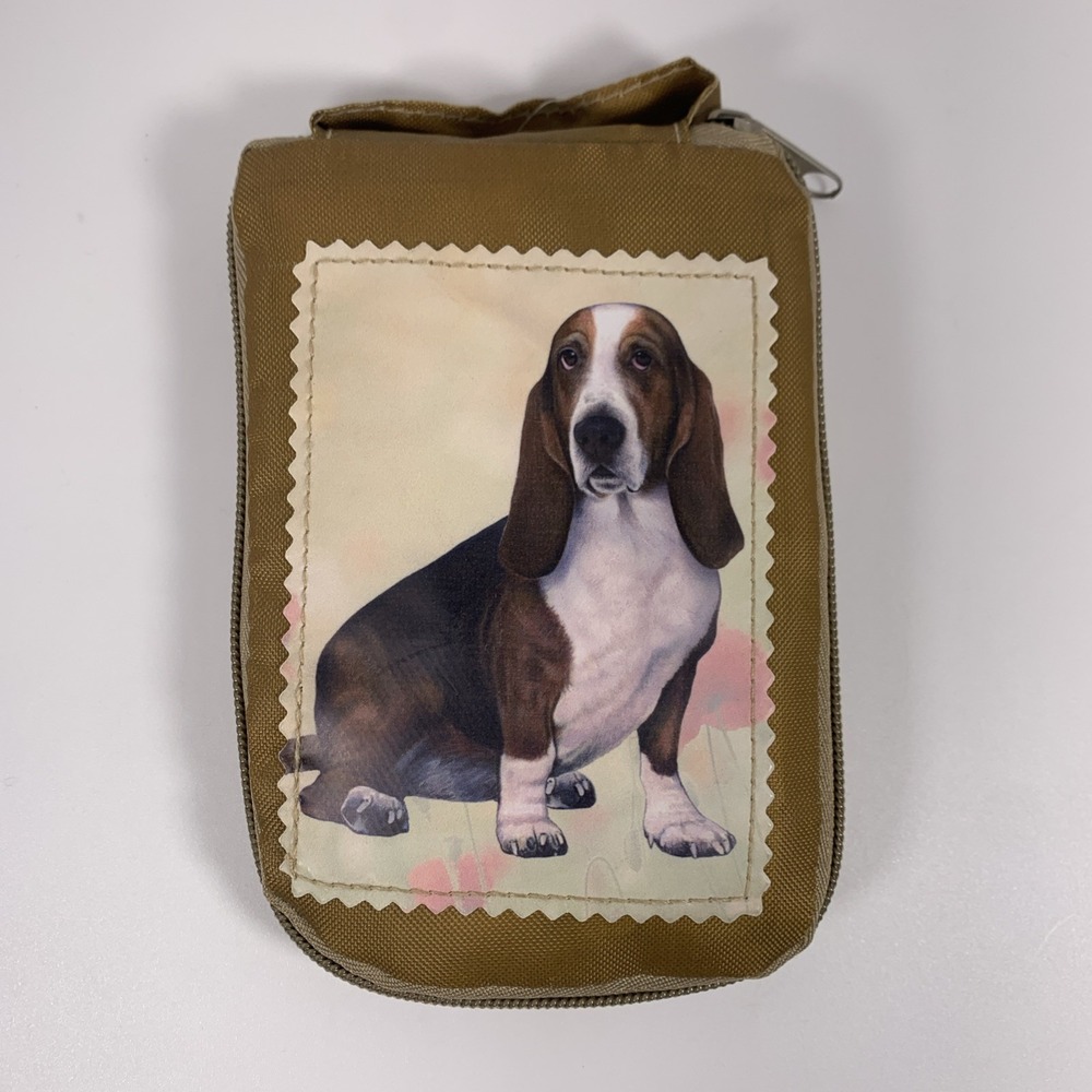 Pet Lover Totes‎ BASSET HOUND DOG Zipper Tote Bag Reusable Grocery 14x15 New Tag